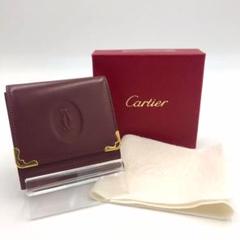 極美品✨カルティエ コインケース マストライン 型押し ゴールド金具 ボルドー